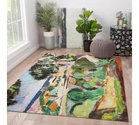 LANDERSION Famous Artwork Print Carpet Rustic Country Seaside Landscape Door Mat Washable Soft Non Slip Area Rugs for Living Room Balcony Patio 160x200cm