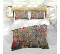LANDERSION Floral Garden Style Duvet Cover Set Watercolor Wildflowers Bedding Set Smooth Soft Rustic Botanical Pattern 3 Pieces Comforter Cover Emperor