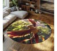 LANDERSION Flying Parrot Round Rug Brown Bird Animal Design Washable Circular Carpet Non Slip Low Pile Circle Area Rugs for Living Room Bedroom 240cm