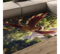 LANDERSION Flying Parrot Rug Cute Cartoon Bird Animal Jungle Design Washable Carpet Non Slip Low Pile Area Rugs for Living Room Bedroom Nursery 160x230cm