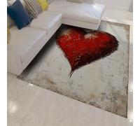 LANDERSION Graffiti Rug 200x300 Red Heart-Shaped Patterned Area Rugs for Bedroom Retro Chic Washable Non Slip Carpet for Living Room Hallway Indoor Floor Mats