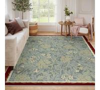 LANDERSION Large Living Room Area Rugs Retro Botanical Flower Green Leaf Pattern Carpet Country Garden Washable Non Skid Rug for Kitchen Balcony 60x120cm