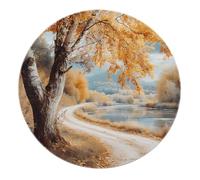 LANDERSION Machine Washable 90cm Round Rug Natural Scenery Autumn Forest Non-Slip Rugs 90cm Natural Landscape Print Low Pile Circular Carpet for Living Room Bedroom Dining Room Kitchen Indoor