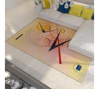 LANDERSION Mid Century Nordic Style 120x180cm Area Rugs for Hallway Abstract Geometry Famous Paintings Printed Yellow Washable Carpet for Living Room Playroom