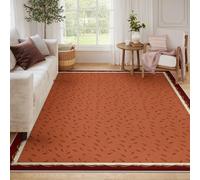 LANDERSION Minimalist Botanical Leaf Pattern Area Rugs for Bedroom Washable Non Slip Soft Low Pile Indoor Carpet for Living Room Kitchen Floor Decor 150x210cm