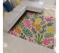 LANDERSION Modern Abstract Carpet Colorful Geometric Leaf Pattern Rugs for Office Washable Non Shedding Low Pile Floor Mats for Living Room Bedroom 80x150cm