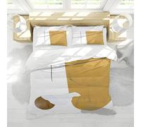 LANDERSION Modern Boho Duvet Cover Abstract Pattern Yellow White Comforter Cover Set with Zipper Soft Breathable Bedding Set for Room Decor Full