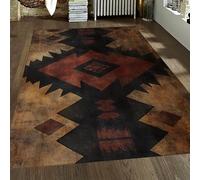 LANDERSION Native American Rugs Southwestern Aztec Tribal Area Rug Vintage Geometric Rustic Door Mat Washable Non Slip Carpet for Bedroom 100x150cm