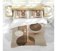 LANDERSION Nordic Style Duvet Cover Geometric Earth Tone 3 Pieces Bedding Lightweight Hotel Quality Quilt Cover with 4 Corner Ties for Bedroom Decor King