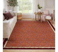 LANDERSION Orange Rugs for Bedroom Abstract Minimalist Botanical Leaf Pattern Floor Mat Washable Soft Cozy Thin Carpet for Dining Room Balcony Study 120x150cm