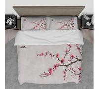 LANDERSION Pink Cherry Blossom Duvet Cover Japanese Cherry Blossoms Vintage Floral Quilt Cover Set Soft Microfiber Comforter Cover with 2 Pillowcases Twin