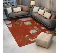 LANDERSION Red Area Rugs 100x150cm Abstract Classic Art Studio Scene Pattern Floor Mat Ultra Soft Washable Easy to Clean Thin Carpet for Office Study