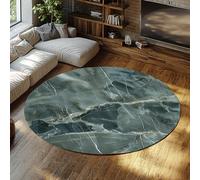 LANDERSION Retro Marble Print Circle Area Rug 160cm Modern Abstract Round Rugs Soft Washable Circular Carpet for Dining Room Entryway Classroom