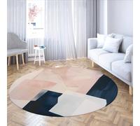 LANDERSION Round Rug Living Room Mid-Century Abstract Circle Area Rugs Modern Geometry Washable Carpet for Bedroom Office Low Pile Non-slip Door Mat 160cm