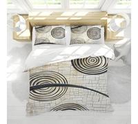 LANDERSION Rustic Industrial Duvet Cover Concentric Circle Geometric Pattern Vintage Quilt Cover Soft Breathable Bedding for Farmhouse Bedroom Decor Full