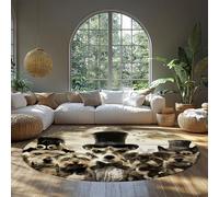 LANDERSION Vintage Dog Print Round Rug Gentleman Animal Portrait Area Rugs Non Slip Lightweight Washable Carpet for Living Room Bedroom Floor Decor 120cm