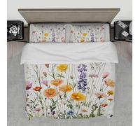 LANDERSION Watercolor Flower Duvet Cover Set Chic Garden Fresh Style 3 Pieces Bedding Set Breathable Comfy Quilt Cover with Zipper Closure Twin