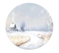 LANDERSION Winter Cabin Round Rug 160cm Country Snow Christmas Holiday Rustic Round Circle Floor Mat for Bedroom Front Porch Entryway Sofa Living Room Washable Non-slip Easy to Clean Carpet