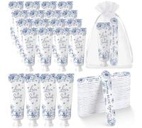 Landhoow 24 Sets Something Blue Before I Do Bridal Shower Hand Cream Nail File Gift Bulk Blue Floral Wedding Favors for Guests Travel Size Thank You Gift Bridal Shower Decor Souvenir for Winner Guests