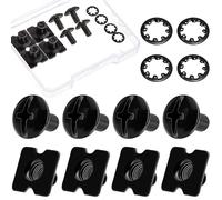 Landhoow Chicago Screws Football Back Plate Hardware Football Backplate Screws Include Truss Head Slotted Fasteners Washers Gaskets for Unisex Adult Size Youth Size Football Backplates (Black,8 Pcs)