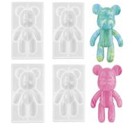 LANDIANLD 4 Pcs Resin Molds 3D Teddy Bear Silicone Mould Pendant Jewelry Making Silicone Mold Decorative Simulation Resin Mould for Epoxy Resin Casting DIY Crafts (Style A)