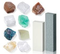 Landical 1 Set Earth Science Moh's Hardness Kit Mohs Hardness Test Kit Mineral Identification Kit Include 9 Rock Mineral Specimens and 2 Unglazed Porcelain Streak Plates for Exploring Identifying