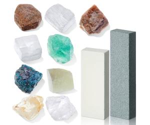 Landical 1 Set Earth Science Moh's Hardness Kit Mohs Hardness Test Kit Mineral Identification Kit Include 9 Rock Mineral Specimens and 2 Unglazed Porcelain Streak Plates for Exploring Identifying