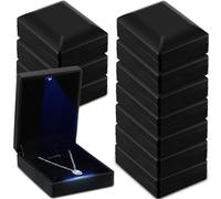 Landical 10 Pieces LED Pendant Boxes Lighted Necklace Gift Box Velvet Necklace Case with Light Jewelry Storage Display Case for Proposal Engagement Wedding Anniversary Birthday Gift