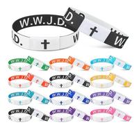 Landical 12/24 Pack NFC Bible Verse Bracelets WWJD Christian Scripture Wristband for Women Men Tap-to-read Devotional with Phone Mothers Day Christian Mom Faith Gifts, 8.27 x 0.79 inches, woven fabric