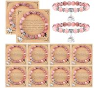 Landical 12 Pack Inspirational Bracelets Gifts for Women Get Well Healing Bracelets Sunflower Elephant Jewelry Accessories for Who After Surgery Strength Gift Set, Elephant, natural stones, natural