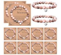 Landical 12 Pack Inspirational Bracelets Gifts for Women Get Well Healing Bracelets Sunflower Elephant Jewelry Accessories for Who After Surgery Strength Gift Set, Inspirational, natural stones