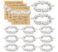 Landical 12 Pcs Bracelet Gifts Adjustable Braided Bracelet Party Favors Inspirational Sport Accessories Gifts for Teams Player Women Birthday Sport Theme, Wrist Sizes Ranging from 7 to 9 inches, paper