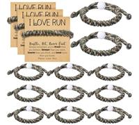 Landical 12 Pcs Bracelet Gifts Adjustable Braided Bracelet Party Favors Inspirational Sport Accessories Gifts for Teams Player Women Birthday Sport Theme, Wrist Sizes Ranging from 7 to 9 inches, paper
