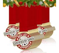 Landical 12 Pcs Christmas Medals Gifts 2" Santa Nice List Award Medals Gold with Neck Ribbon for Family Christmas Eve Stocking Stuffers Gifts