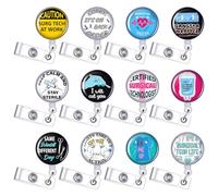 Landical 12 Pcs Funny Surgery Badge Reel Cute Surgical Badge Holder Retractable ID Clip Accessories for Nurses Doctor Women Men Office Surgeon Anesthesiologist Surgical Assistant Gift Supplies
