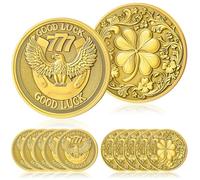 Landical 12 Pcs Lucky Coin for Lottery Scratcher Good Luck Charms with Gold Four Leaf Clover Lucky Charms Token Horseshoe Eagle Double Sided Luck Gifts for Success Prosperity