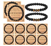 Landical 12 Sets Inspirational Bracelets Bulk for Men Women Sometimes You Forget You're Awesome Bracelets, bracelets: about 3.5 inches, lapis Lazuli,kraft, lapis lazuli,kraft