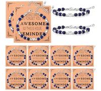 Landical 12 Sets Inspirational Bracelets Bulk for Men Women Sometimes You Forget You're Awesome Bracelets, bracelets: about 3.5 inches, lapis Lazuli, no gemstone