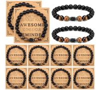 Landical 12 Sets Inspirational Bracelets Bulk for Men Women Sometimes You Forget You're Awesome Bracelets, bracelets: about 3.5 inches, lapis Lazuli kraft, no gemstone
