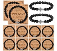 Landical 12 Sets Inspirational Bracelets Bulk for Men Women Sometimes You Forget You're Awesome Bracelets, bracelets: about 3.5 inches in diameter, lapis Lazuli,kraft, lapis lazuli,kraft