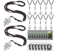 Landical 12 Sets Rosary Beads Catholic for Men Women Rosary Cross with Pardon Crucifix Necklace St Benedict Prayer Card Organza Bags Catholic Gifts for Cristianos Rosarios Catolicos Para Hombre
