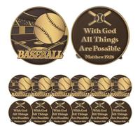Landical 18 Pcs Christian Baseball Coins Bulk Religious Bible Verse Sport Challenge Coins Christmas Gifts for Young Athlete Player Team Sport Game Lover Gold Antique Collector
