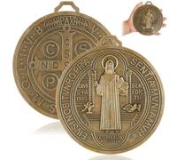 Landical 2 Pcs Extra Large 5 Inch St Benedict Medal Wall Decor,Gold