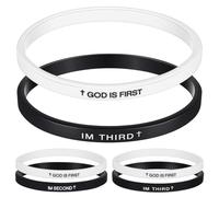 Landical 2 Pcs Rubber Christian Bracelets Silicone God Is First Bracelet Inspirational Bible Verses Silicone Wristbands for Women Men Faith Gifts Religious Gifts, 7.5 x 0.2 x 0.09 inches, Silicone