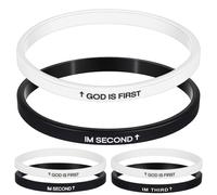 Landical 2 Pcs Rubber Christian Bracelets Silicone God Is First Bracelet Inspirational Bible Verses Silicone Wristbands for Women Men Faith Gifts Religious Gifts, 7.5 x 0.2 x 0.09 inches, Silicone