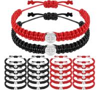 Landical 20 Pcs Catholic Bracelet Saints Benedict Medal Bracelet Adjustable String Religious Gift for Men Women, bracelet: ranging from 6.5-11 inches, soft rope,aluminum alloy, soft rope,aluminum