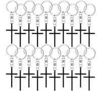 Landical 20 Pcs Cross Keychain Bulk Stainless Steel Christian Cross Keyrings Religious Key Holders Jesus Key Accessories Religious Keychain for Men for Christians Easter Prayer Gifts, Black, 1.57 x
