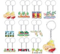 Landical 20 Pcs Florida Keychains Souvenirs Silver Metal Keychain American Florida Patriotic Key Ring USA Souvenir Gifts