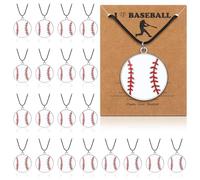 Landical 20 Set Sport Necklace Gift Bulk for Team Softball Baseball Pendant Necklace with Cards Sport Party Favors Women