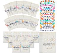 Landical 20 Set Team Appreciation Gifts Inspirational Bracelets Bulk Motivational Stackable Clay Beaded Bracelets with Motivational Card Thank You Gift for Employees Secretaries, clay,300g double